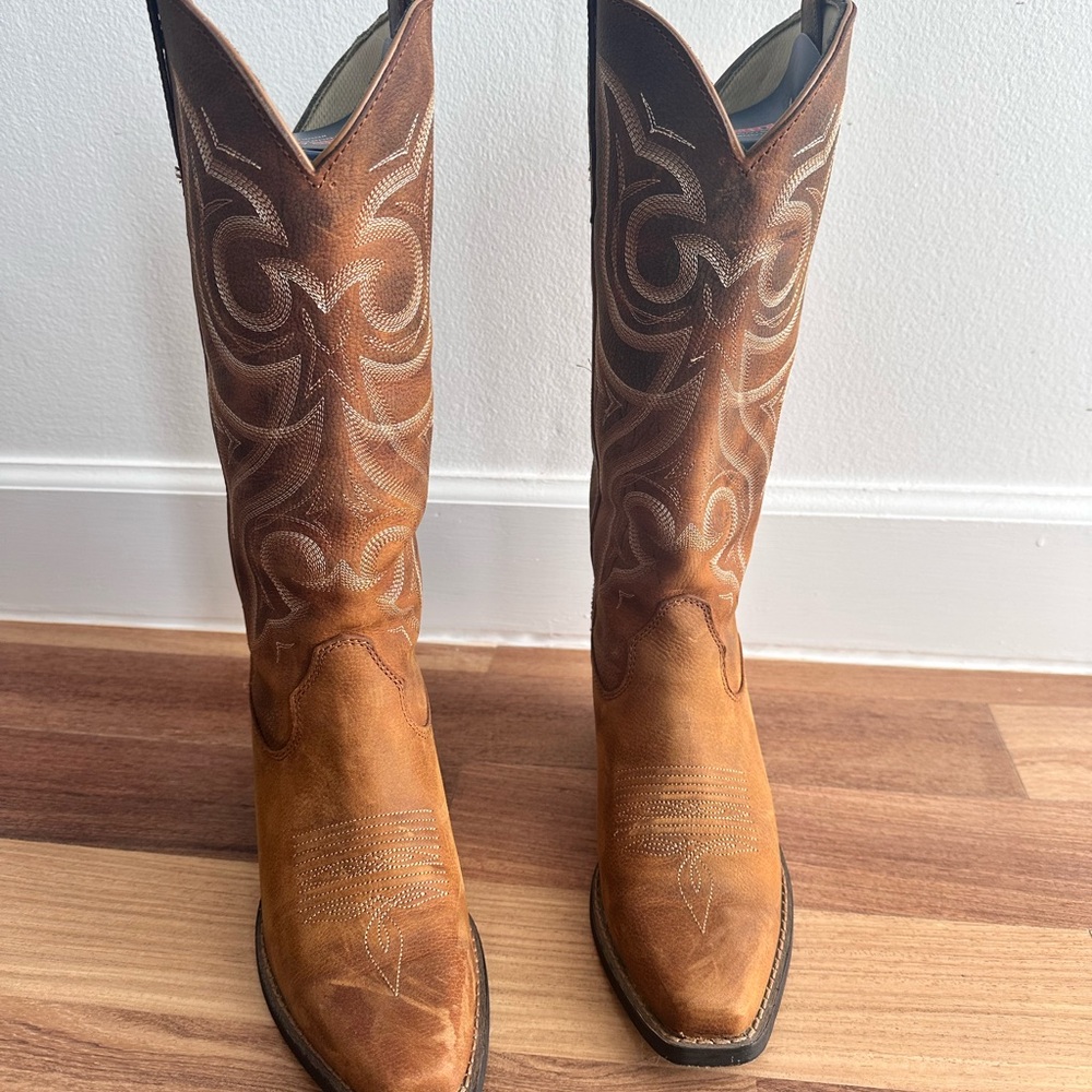 Durango Brown Tan Leather Western Heeled Boots